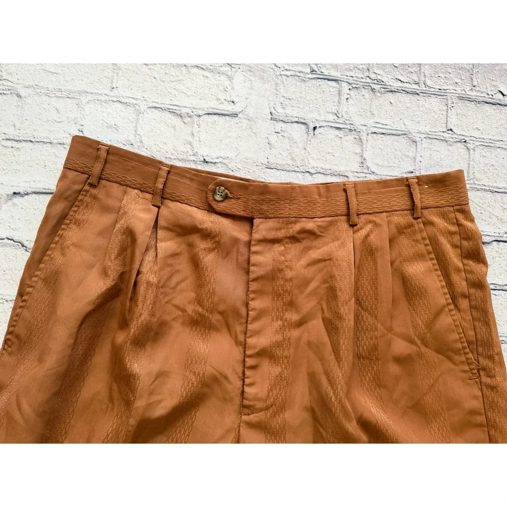 Vintage Virgola Uomo Cognac Camel Lightly Pleated Cropped Pants 36